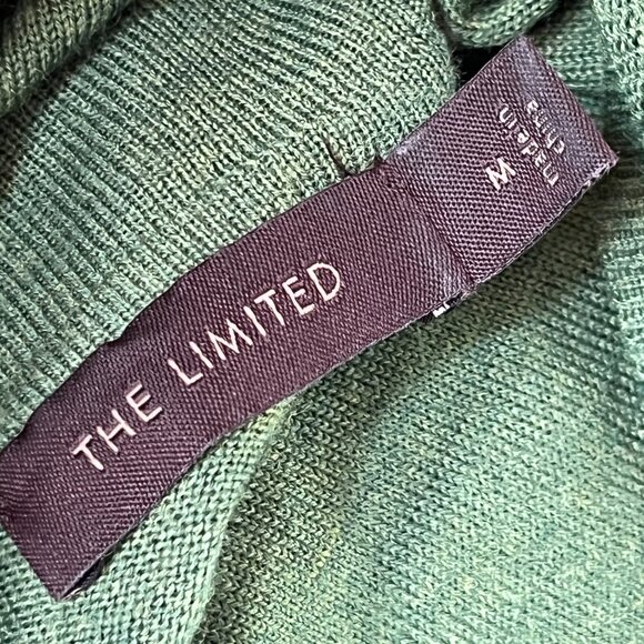 The Limited Cowl Neck Sweater Womens M Thin Knit Green Ribbed Sleeves Wool Blend - Picture 6 of 7